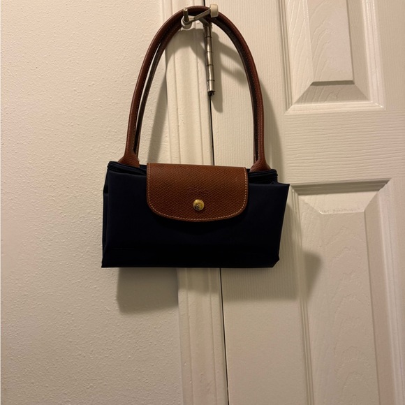 Longchamp Small Navy and Brown Tote Bag - Picture 4 of 5